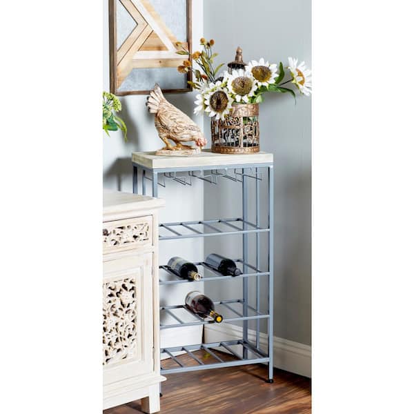 20 Bottle Grey Metal Wine Rack
