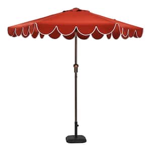 7.5 ft. Steel and Aluminum Market Crank and Tilt Patio Umbrella in Chili with Scalloped Trim