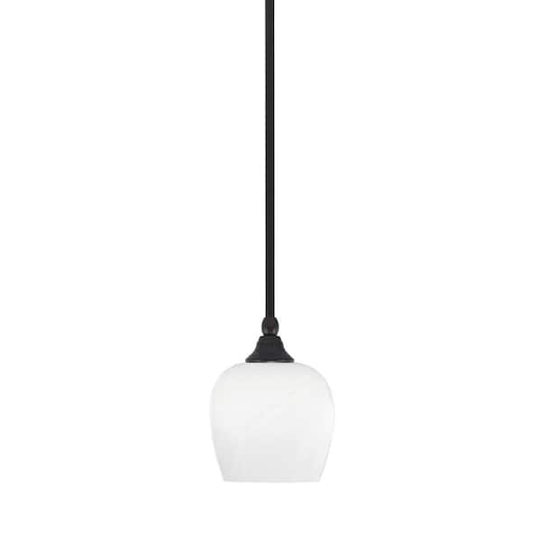 Unbranded Sparta 100-Watt 1-Light Espresso Shaded Pendant Light Mini Pendant with White Marble Glass, No Bulb Included