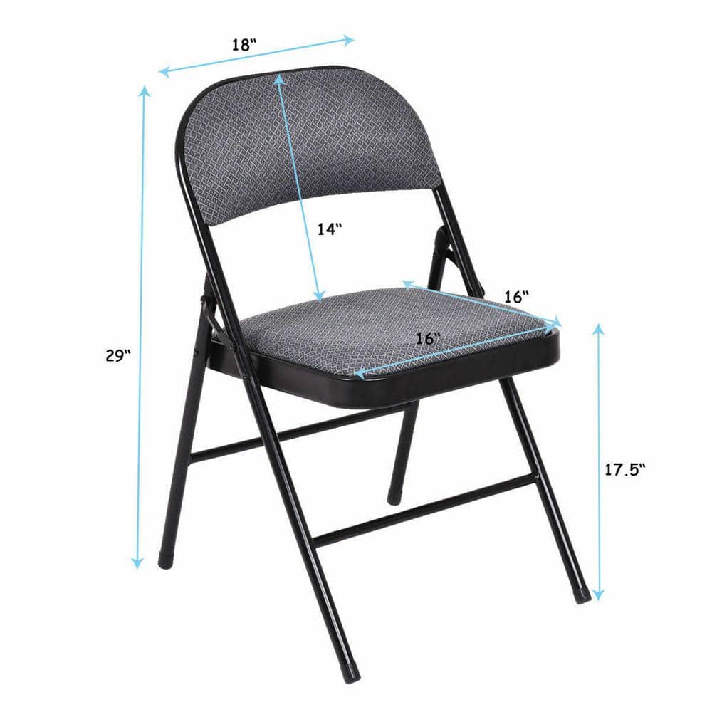 Black Ergonomic Fabric Padded Folding Chair Set