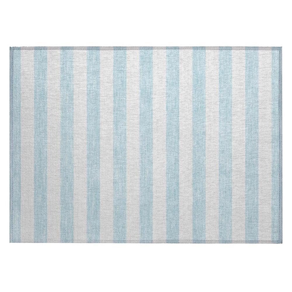 Sky Blue 2 ft. x 3 ft. Woven Striped Polyester Rectangle Indoor/Outdoor Area Rug price history on PriceWatchPro