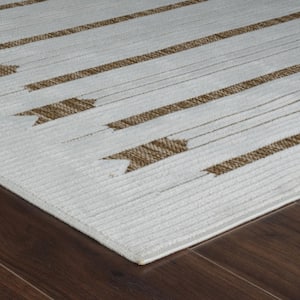 Maise Beige Brown 5 ft. x 7 ft. Modern Abstract Indoor Outdoor Area Rug