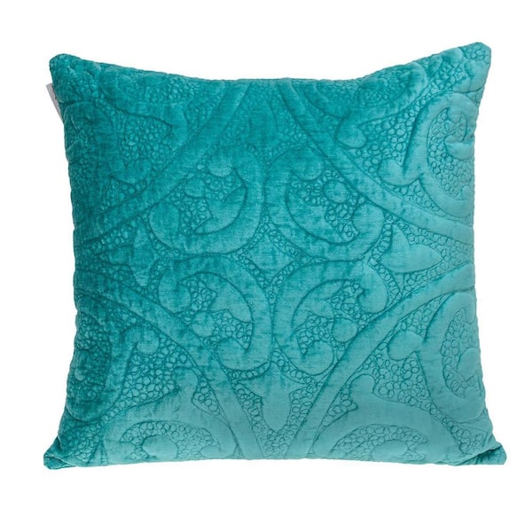 Cristal Transitional Quilted Aqua Throw Pillow