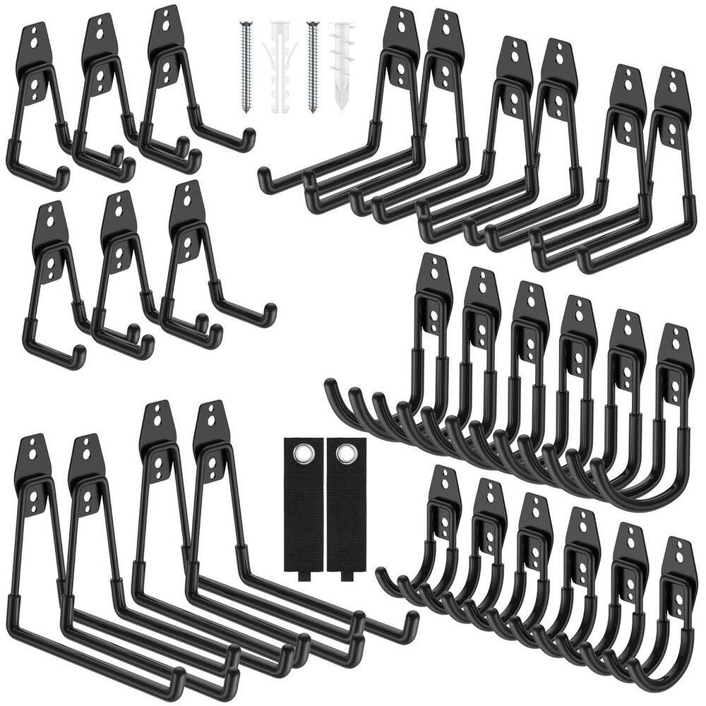 Black Steel Anti-Slip Wall Rack with Hooks for Bike Hose Ladder Garden Tools Easy Install 30 Pack price history on PriceWatchPro