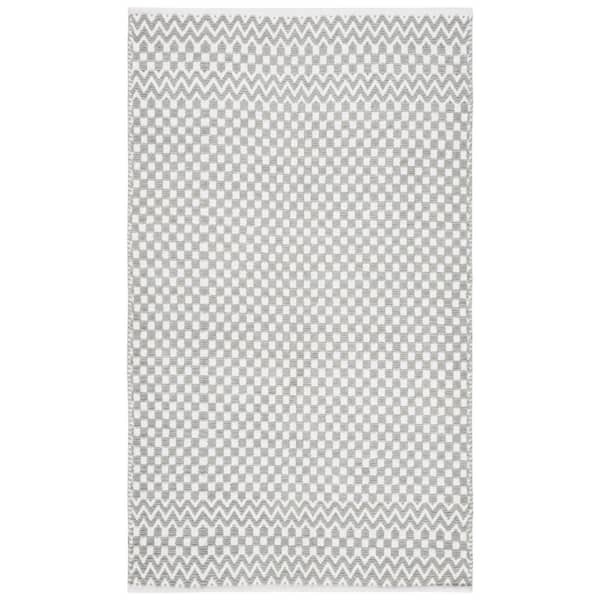 SAFAVIEH Boston Gray Doormat 3 ft. x 5 ft. Chevron Area Rug