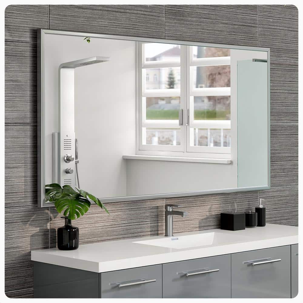 ●ONE BRILLIANT● AmyraOB530Silver 5009360812 Eviva Sax 60 in. W x 30 in. H Framed Rectangular Bathroom