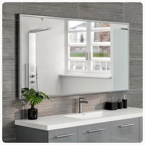 Sax 60 in. W x 30 in. H Framed Rectangular Bathroom Vanity Mirror in Brushed Silver