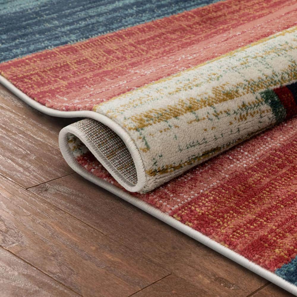Crimson Southwestern Medallion Synthetic Reversible Rug