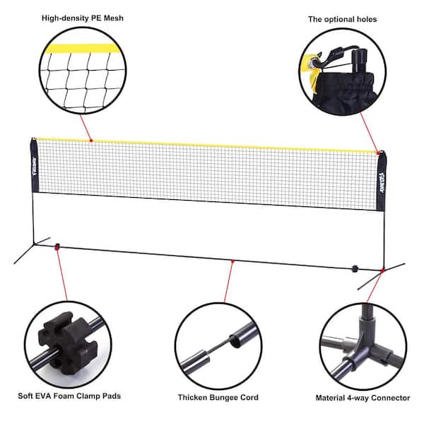 Fielday 17 ft. Sports Easy Setup Badminton Set, Height Adjustable Portable  Net for Junior Tennis, Kids Volleyball and Soccer 80031 - The Home Depot