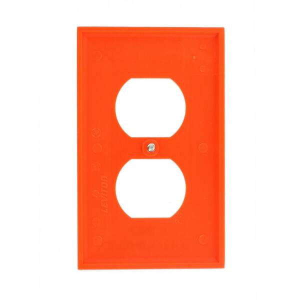 Leviton 80703-COO Receptacle Wallplate, Standard size, Gang 1, Orange