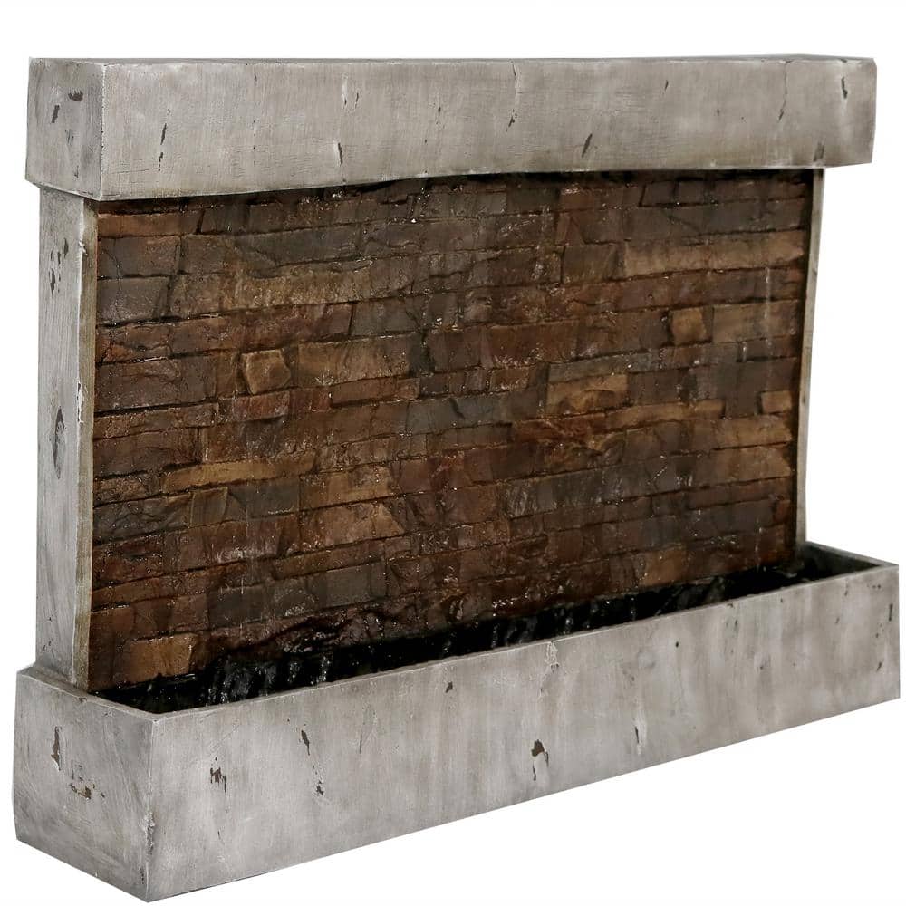 Ancient Brown Polyresin Wall-Mounted Outdoor Fountain