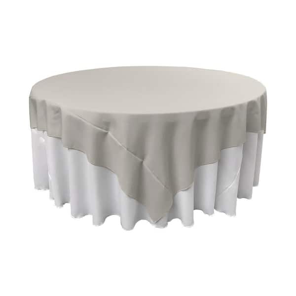LA Linen 90 in. x 90 in. Light Gray Polyester Poplin Square Tablecloth