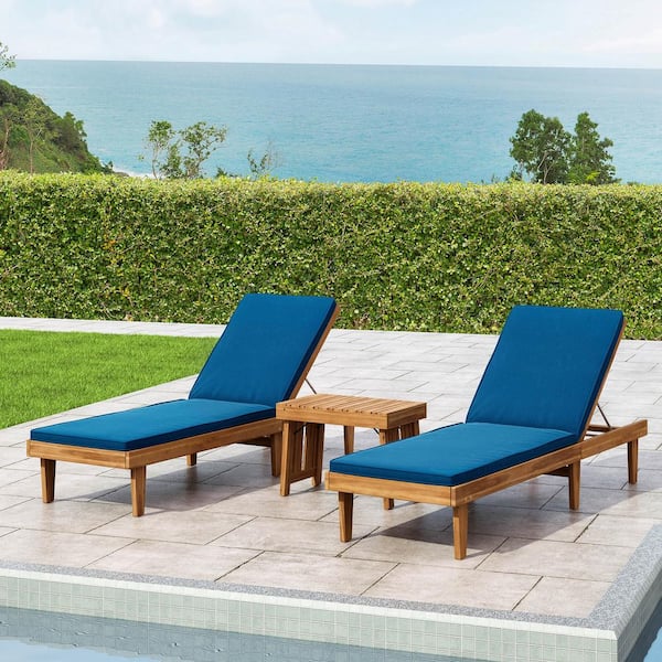 Noble House Nadine Teak Brown 3-Piece Wood Patio Conversation Set With ...