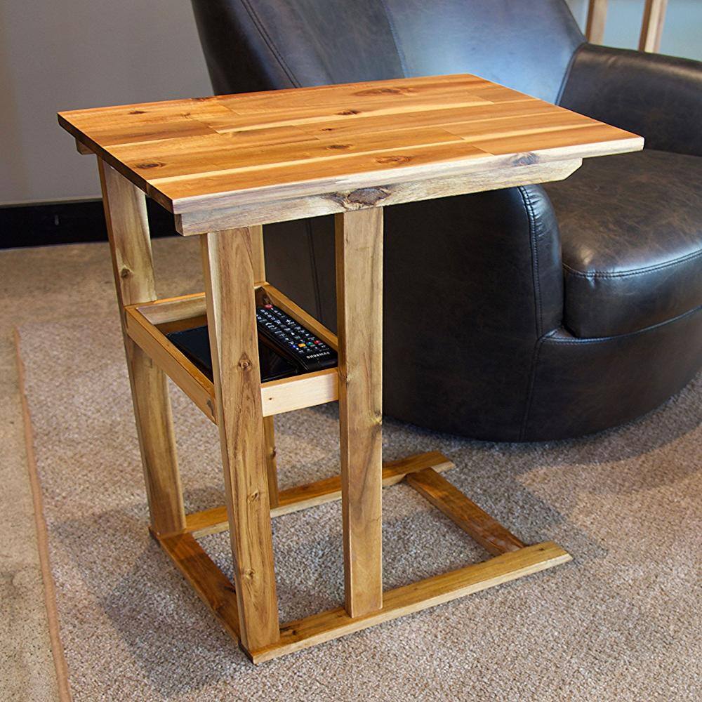 19 in. W Natural 26.5 in. H Rectangle Acacia Wood C-Table with