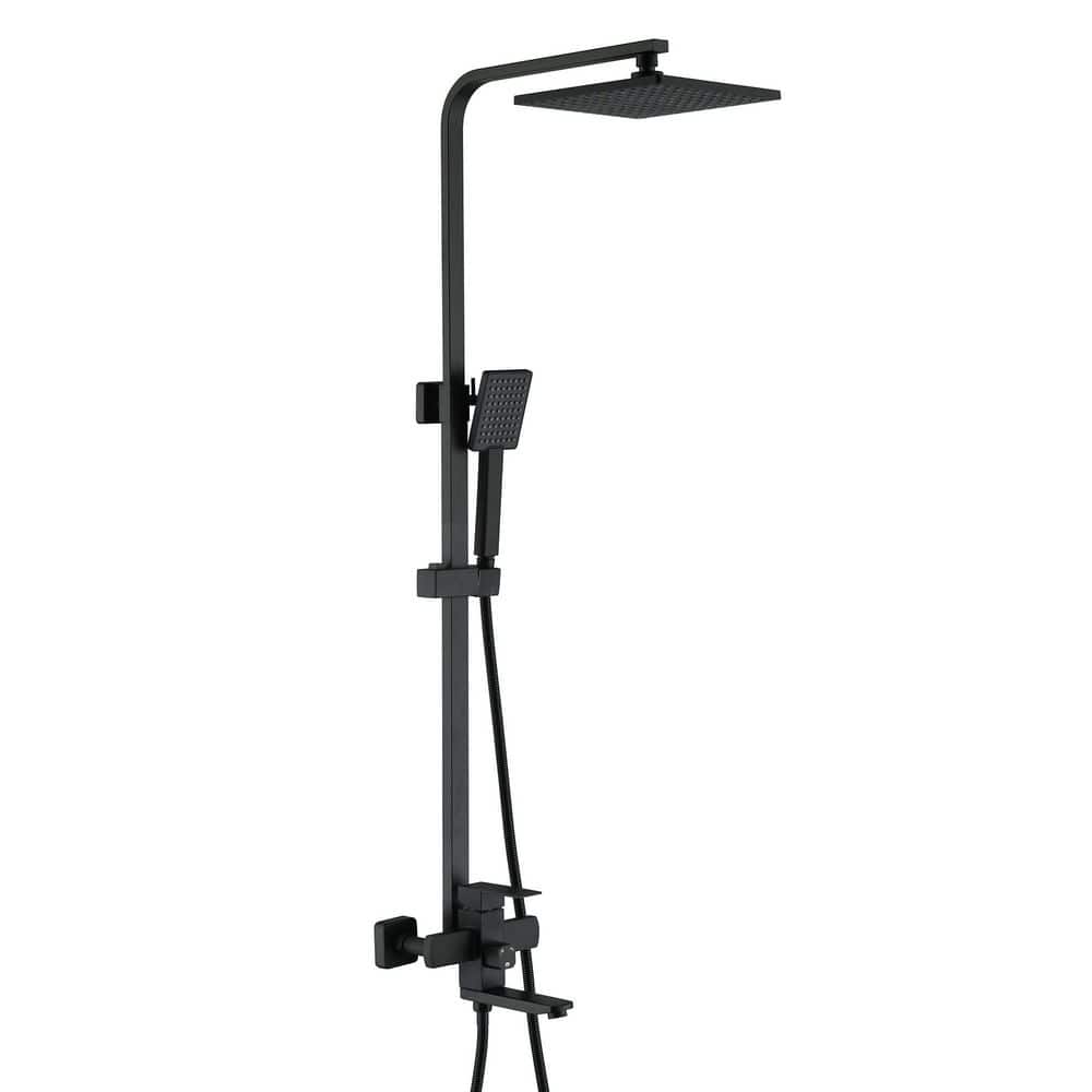 Single Handle 1-Spray Exposed Pipe Tub and Shower Faucet 1.8 GPM Wall Mount Shower System Valve Included in Matte Black price history on PriceWatchPro