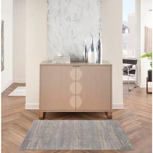 Essentials Grey/Beige 3 ft. x 5 ft. Geometric Contemporary Indoor/Outdoor Kitchen Area Rug