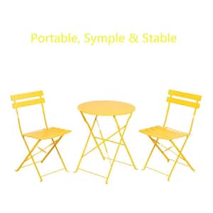Yellow 3-Piece Metal Outdoor Bistro Set, Outdoor bar Table and Chairs Set