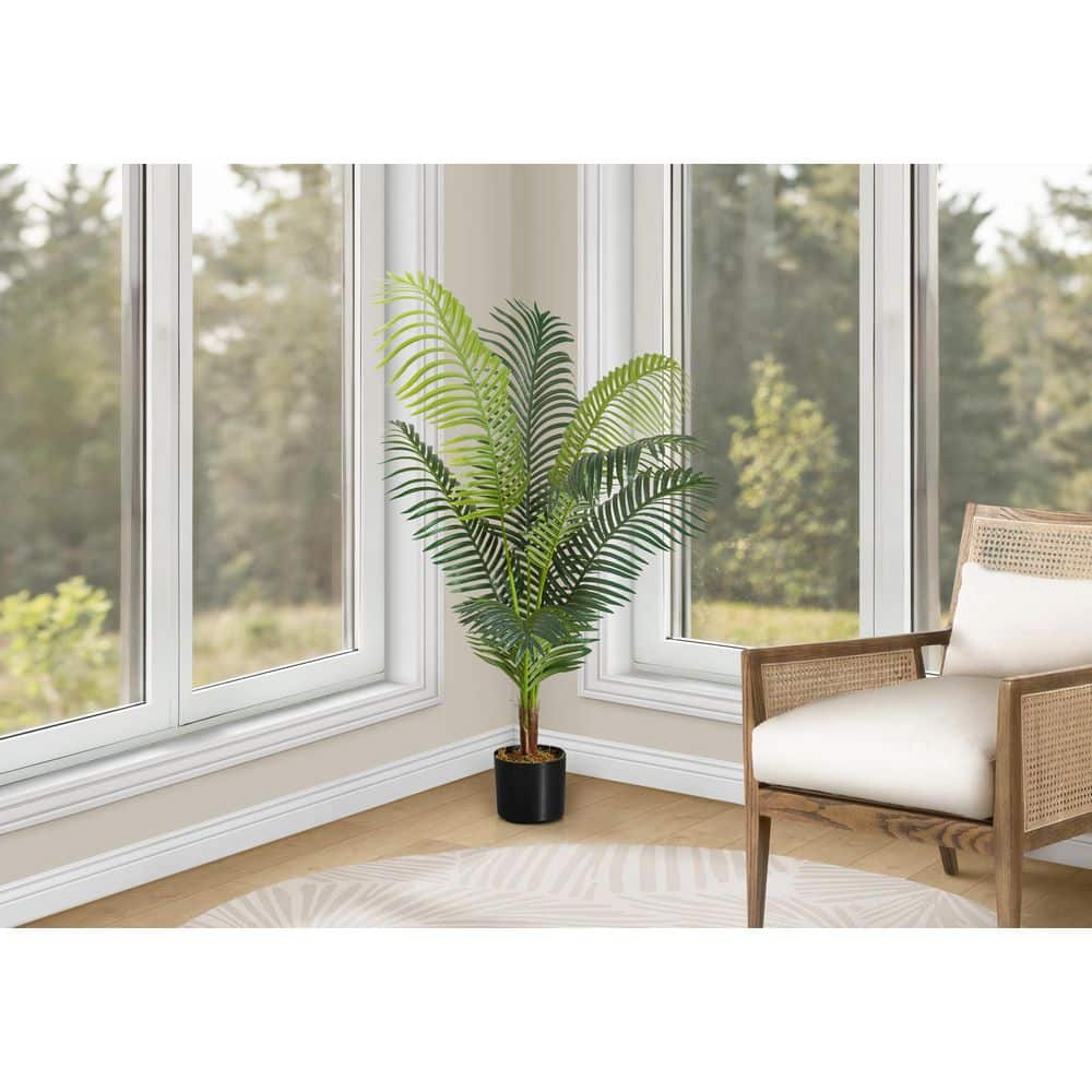 4 ft. Artificial Palm Tree in Black Pot, Faux Indoor Floor Plant, 8 ...