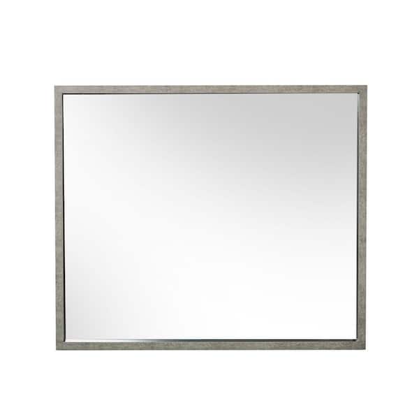 Nova Domus Boston Grey 40 in. W x 34 in. H Modern Rectangle Faux Concrete Framed Mirror