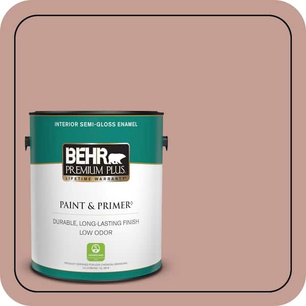 BEHR PREMIUM PLUS 1 gal. #S170-4 Retro Pink Semi-Gloss Enamel Low Odor Interior Paint & Primer