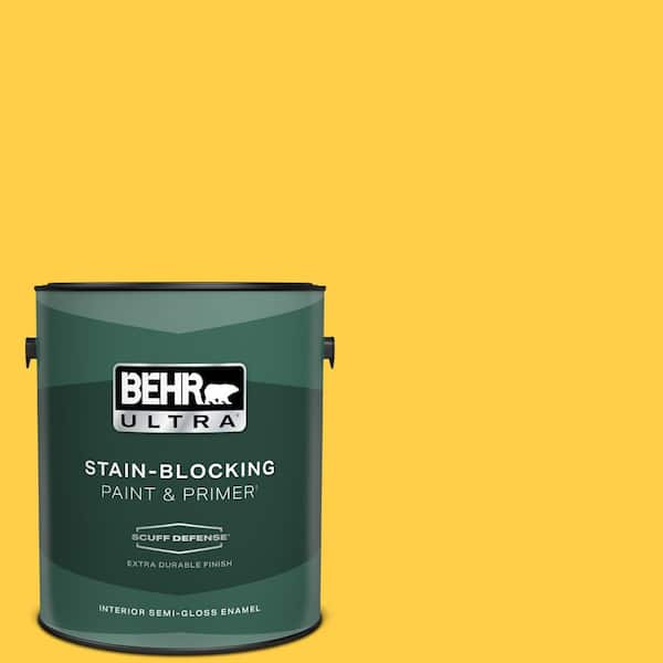 BEHR ULTRA 1 gal. #360B-6 Flame Yellow Extra Durable Semi-Gloss Enamel Interior Paint & Primer