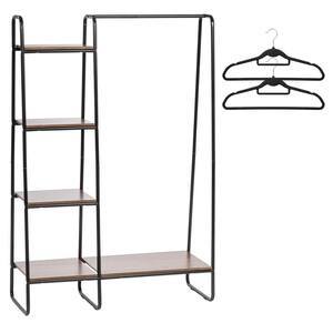 Black and Dark Brown Metal Clothes Rack with Wood Shelves 15.75 in. W x 59.49 in. H
