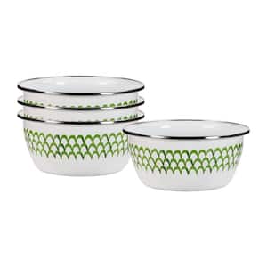 Green Scallop 3-cup Enamelware Salad Bowl Set of 4