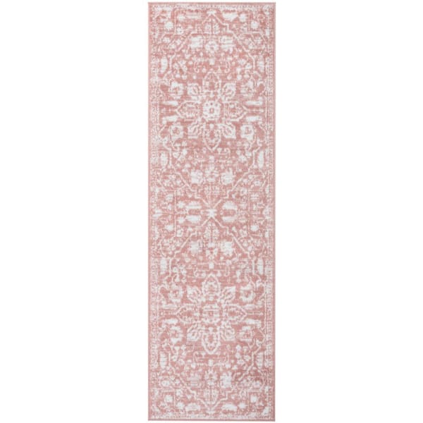 Well Woven Dazzle Disa Vintage Distressed Oriental Medallion Blush 2 ft. 3 in. x 7 ft. 3 in. Runner Rug