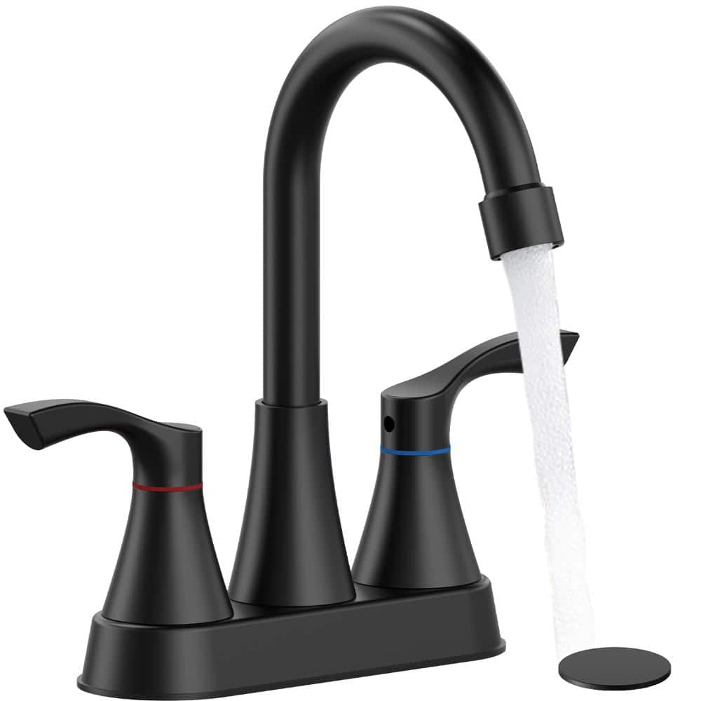Arcadia 4 in. Centerset Double Handle 360° Swivel High Arc Bathroom Faucet in Matte Black price history on PriceWatchPro
