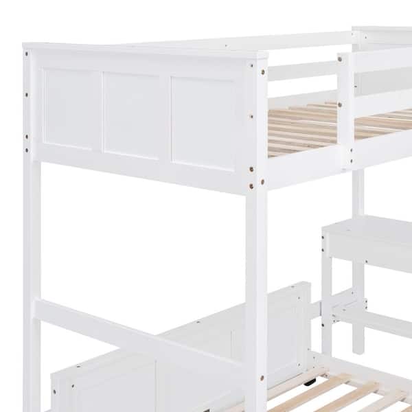 Harper & Bright Designs White Wood Frame Twin over Full Bunk