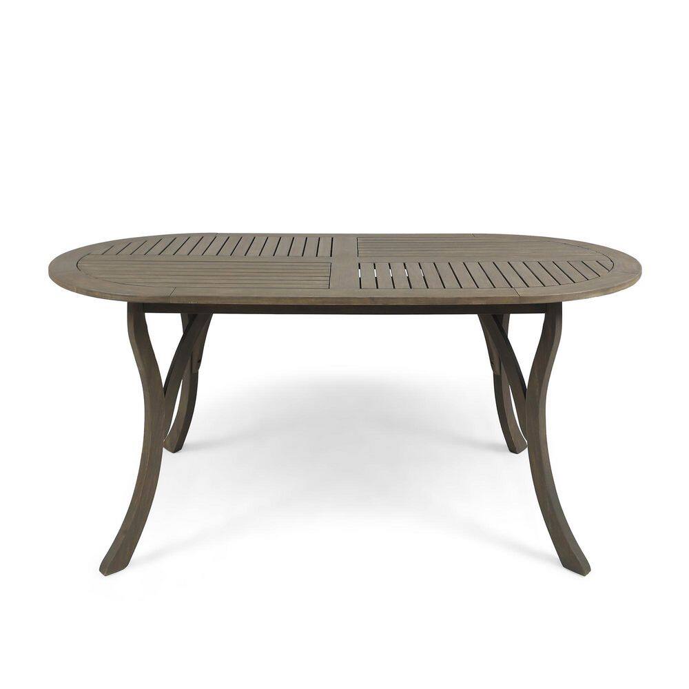 70 in. Grey Acacia Wood Oval Outdoor Dining Table