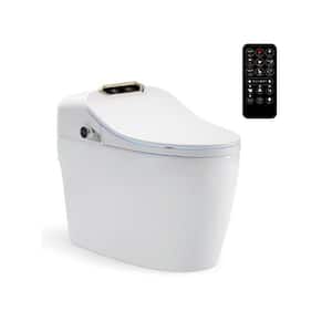 ET12 12 in. Rough-In One-Piece 1 GPF Automatic Single Flush Smart Round Toilet in White Seat Included