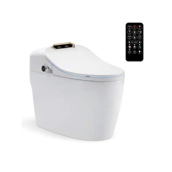 ERIS ET12 12 in. Rough-In One-Piece 1 GPF Automatic Single Flush Smart Round Toilet in White Seat Included