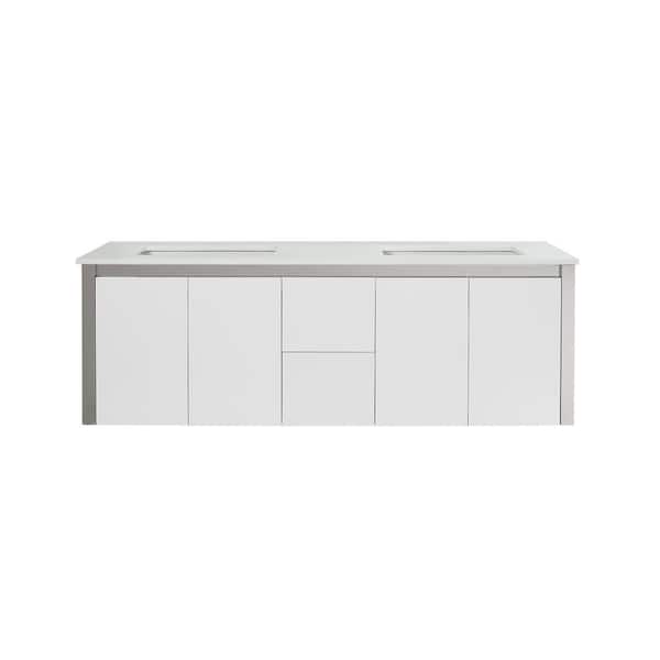 OVE Decors Lelio 59 in. W x 18.1 in. D Wall Hung Bath Vanity in White with Resin Vanity Top in White with White Basin