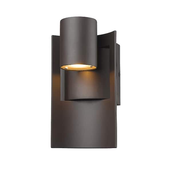 Unbranded Amador 6-Watt 9.63in Deep Bronze Integrated LED Aluminum Hardwired Outdoor Weather Resistant Cylinder Wall Sconce Light