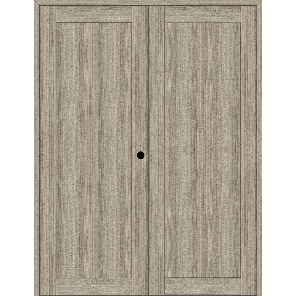 1 Panel Shaker 56 in. x 80 in. Left Active Shambor Wood Composite Double Prehung Interior Door price history on PriceWatchPro