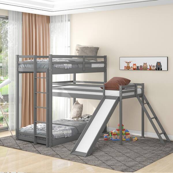 l shaped triple bunk