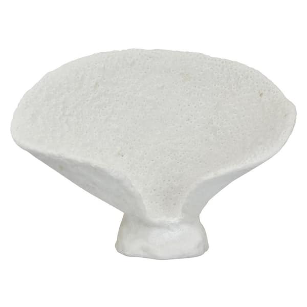 Benjara Coral White Textured 8.5 in. x 11 in. Resin Finish Cone Shape Tabletop Decor