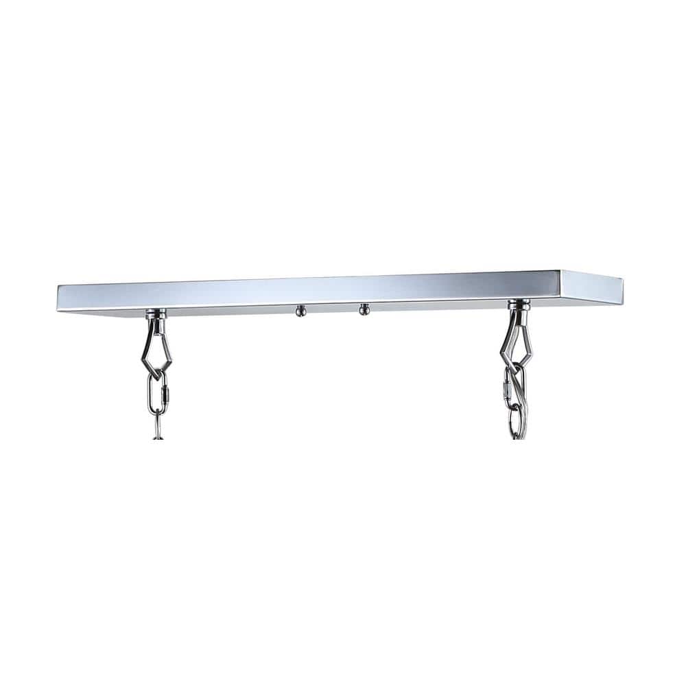 Pagoda-Inspired Chrome 49" Linear LED Pendant with 6 Candle Bulbs