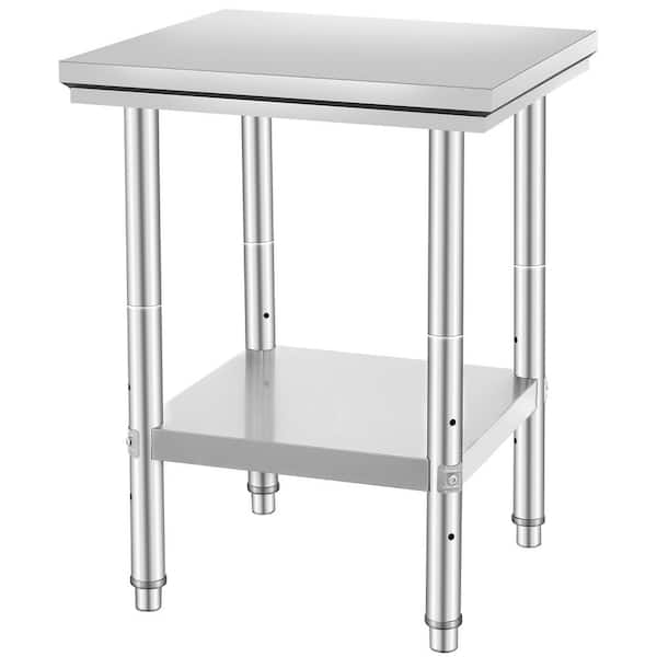 SVOPES Stainless Steel Prep Table, 24 in. x 24 in. x 31 in., 700 lbs. Load Capacity, Kitchen Prep Table Heavy-Duty Worktable