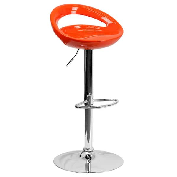 Flash Furniture Adjustable Height Orange Cushioned Bar Stool