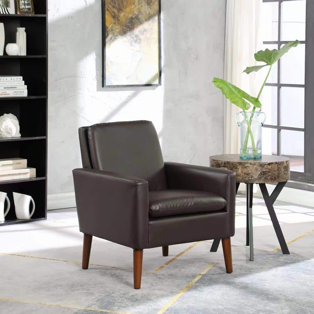 DAZONE Faux Leather Accent Armchair 29 in. Wide Brown SF7910 The Home