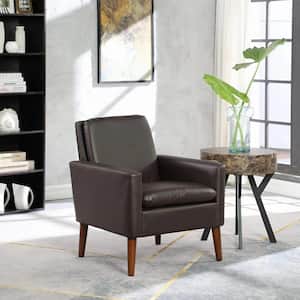 Faux Leather Accent Armchair 29 in. Wide Brown