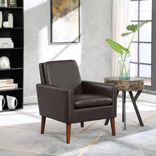 DAZONE Faux Leather Accent Armchair 29 in. Wide Brown