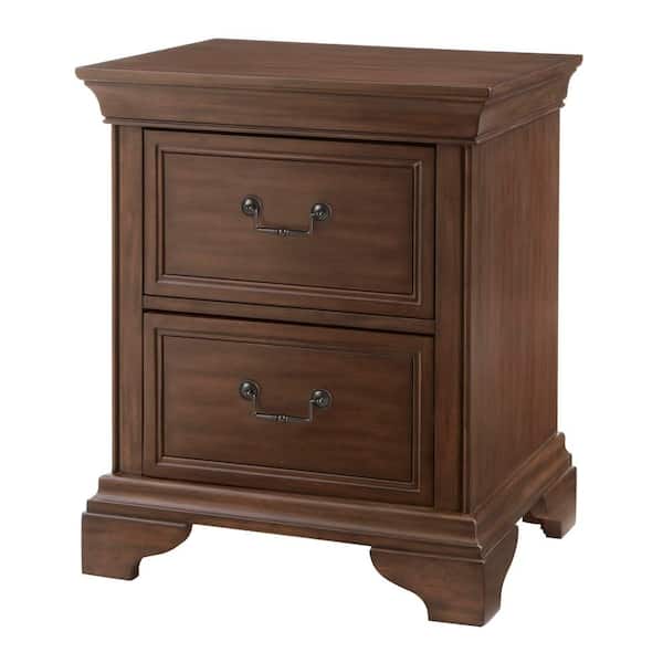 Home Decorators Collection Beckford 2 Drawer Walnut Finish Nightstand (23.63 in W. X 28 in H.)