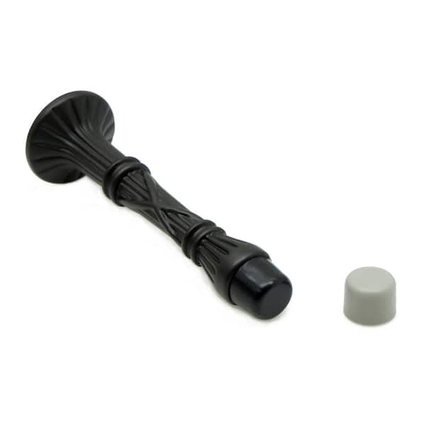 idh by St. Simons 4 in. Solid Brass Ribbon and Reed Arrow Base Door Stop in Matte Black