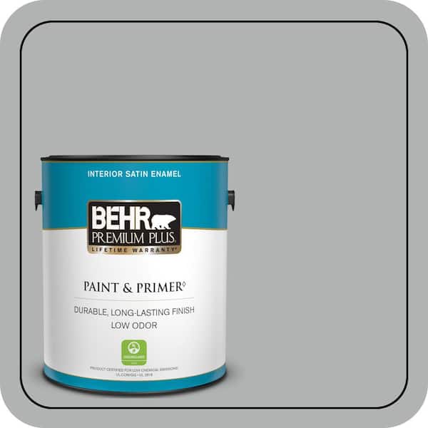 BEHR PREMIUM PLUS 1 gal. #PPU26-08 Silverstone Satin Enamel Low Odor Interior Paint & Primer