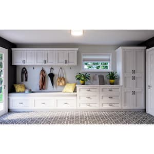 Mancos Bright White Shaker Assembled Pantry Microwave Kitchen Cabinet with 2-Drawers (30 in. W x 89.5 in. H x 24 in. D)
