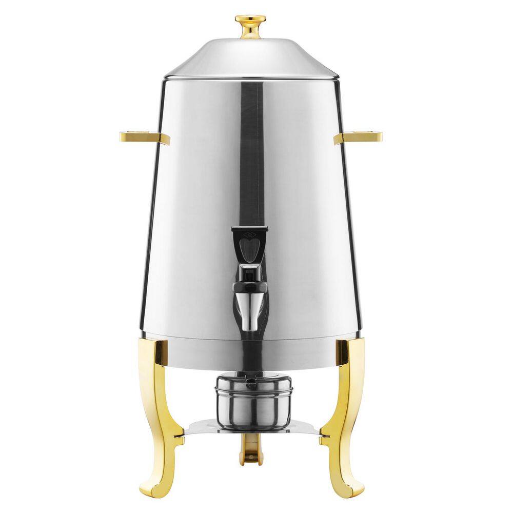 3.4 Gal. Stainless Steel Beverage Dispenser with Alcohol Burner, Spigot for Hot & Cold Drinks, Ideal for Events