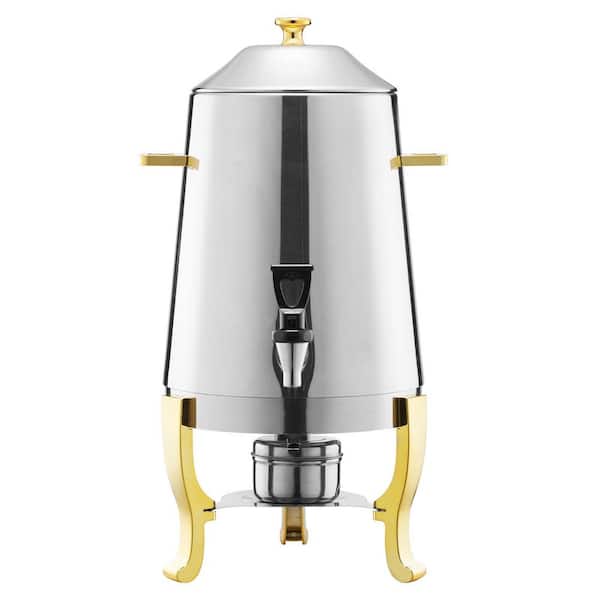 3.4 Gal. Stainless Steel Beverage Dispenser with Alcohol Burner, Spigot for Hot & Cold Drinks, Ideal for Events